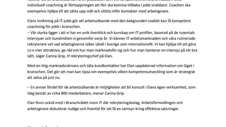 Elans IT-rekryterare hjälper arbetssökande till jobb