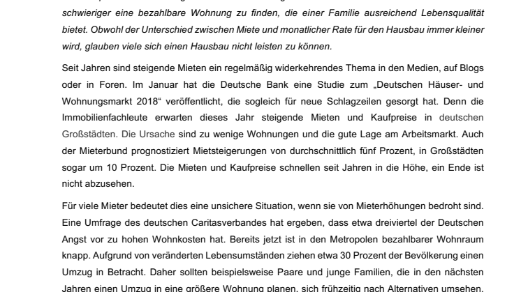 Schluss mit steigenden Mieten: Hausbau zu mietähnlichen Konditionen ist möglich!