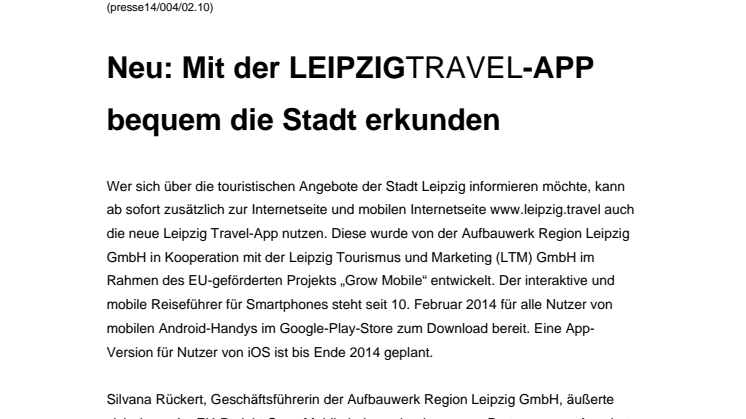Neu: Mit der LEIPZIGTRAVEL-APP bequem die Stadt erkunden