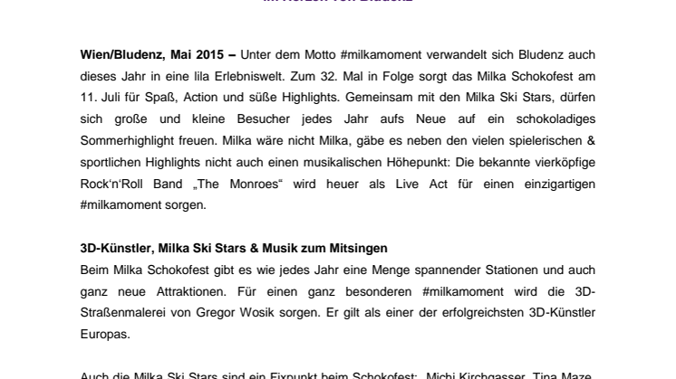 Milka Schokofest 2015: Ein unvergesslicher #milkamoment für Groß und Klein