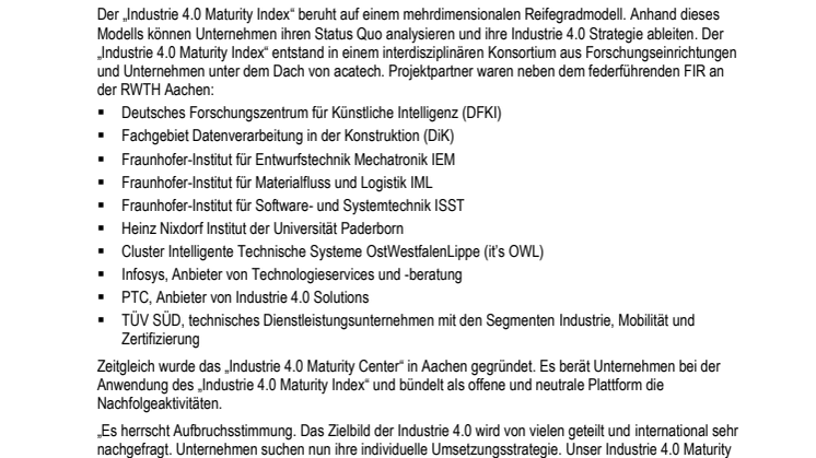 Industrie 4.0 Maturity Index: acatech legt einen praxisorientierten Leitfaden für Unternehmen vor