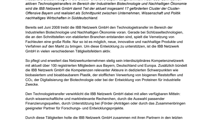 Cluster für Industrielle Biotechnologie steht in den Startlöchern