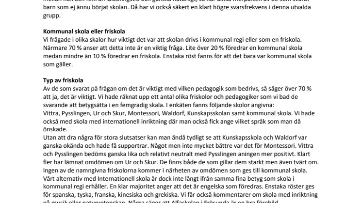 Resultat av skolenkät bland boende i Järvastaden