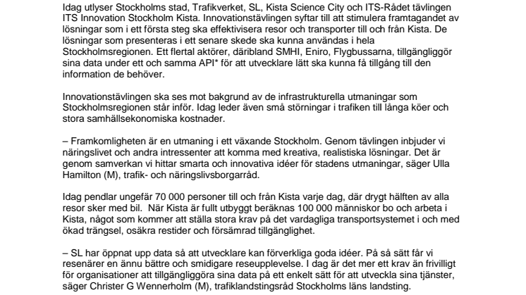 Banbrytande innovationstävling för framtidens trafiklösningar