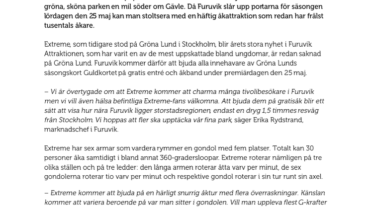 Häftiga Extreme flyttar till Furuvik