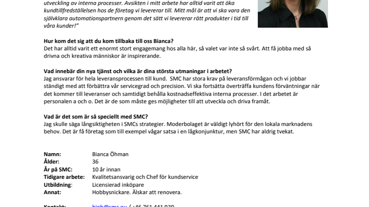 Ny på jobbet hos SMC!