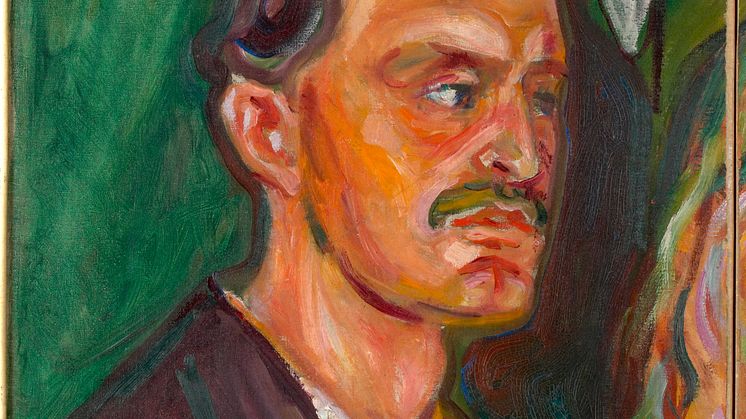  Edvard Munch: Selvportrett mot grønn bakgrunn / Self-Portrait against a Green Background (1905)