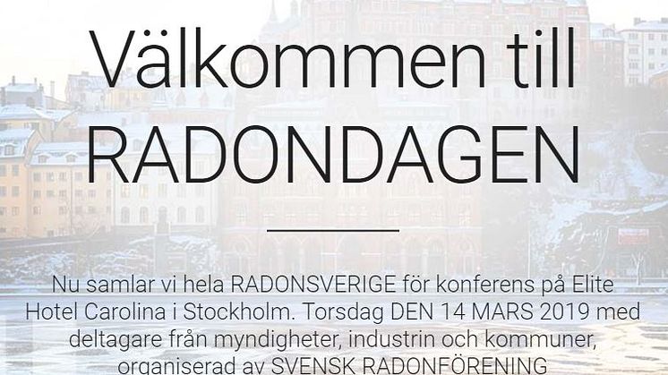 Nu har registrering till Radondagen den 14 mars öppen - Anmäl dig här!