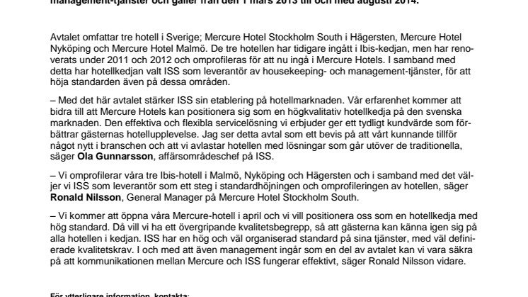 Mercure Hotels höjer standarden med housekeeping från ISS