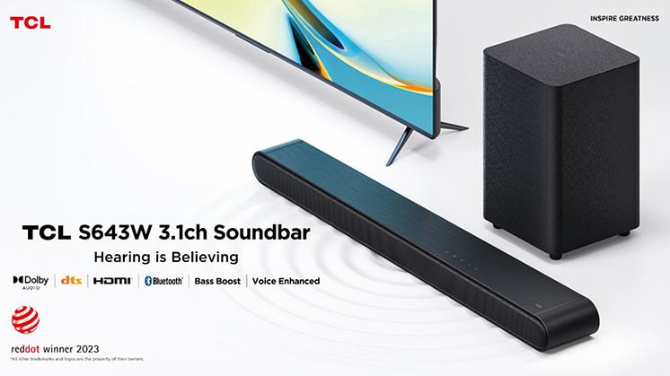 TCL vinder Red Dot Award for sine nye soundbars i S64-serien