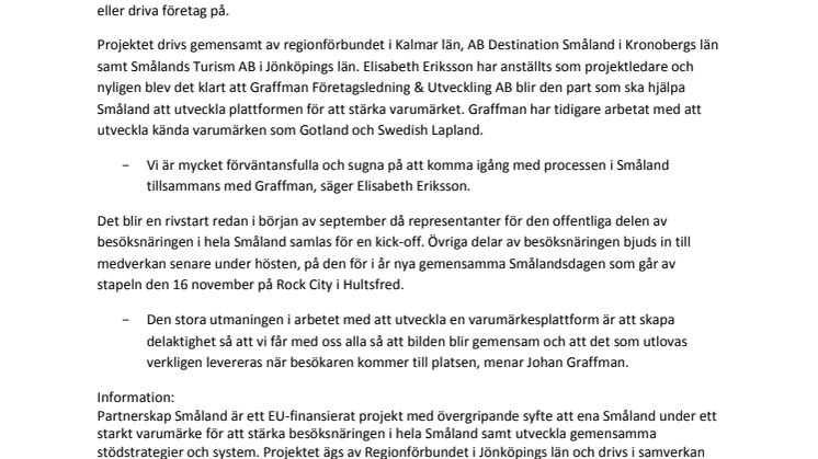 Nu startar varumärkesarbetet för Småland som turistdestination