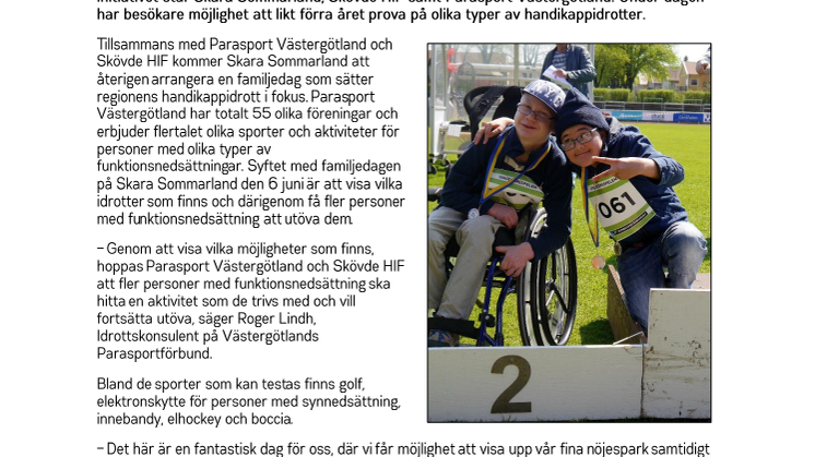 Handikappidrottsdag på Skara Sommarland den 6 juni