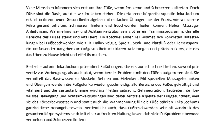 Presseinformation Fuß-Heilbuch