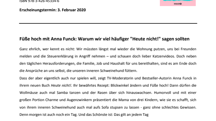 Presseinformation: Heute nicht!