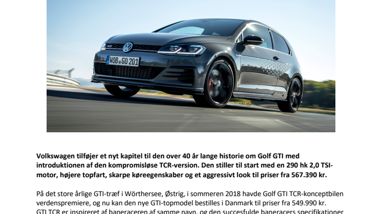 Golf med motorsports-DNA – GTI TCR fra 567.390 kr.