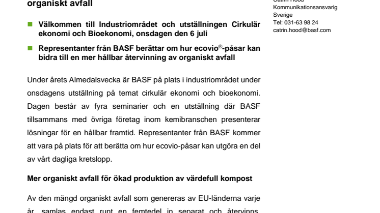 BASF i Almedalen; Hållbara lösningar för organiskt avfall