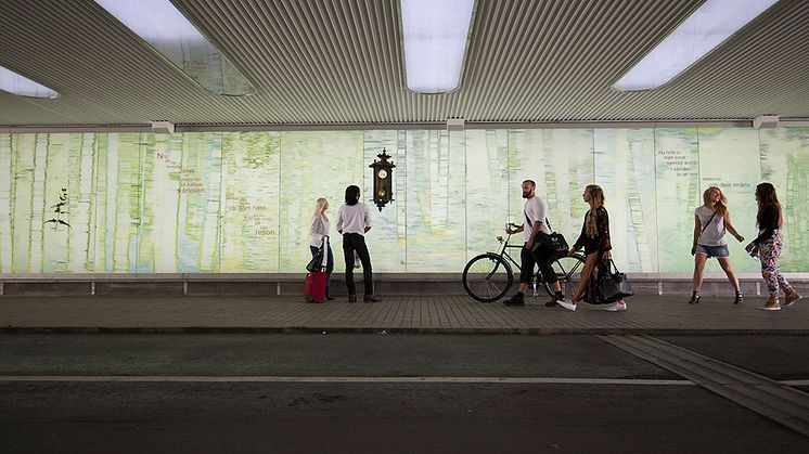 Stationstunneln är en gång- och cykeltunnel i Umeå. Med både funktion och skönhet bidrar den till att skapa trygghet i en miljö som ibland upplevs som otrygg. Foto: Fredrik Larsson