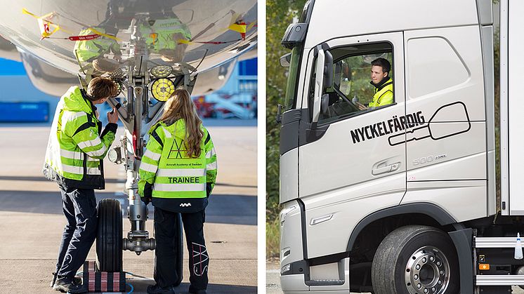 Vartannat år tävlar hundratals av Sveriges mest yrkesskickliga ungdomar inom ett femtiotal olika yrken. Här är det inom Flygteknik och Lastbilsförare. Foto: Liza Simonsson/Mikael Enbom