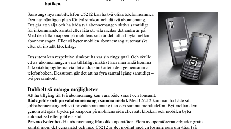 Dubbelt sim-kunnig: Samsungs nya mobiltelefon kan ha två telefonnummer 