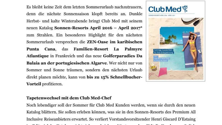 Mit Schwung, innerer Balance und der ganzen Familie ins neue Club Med-Jahr