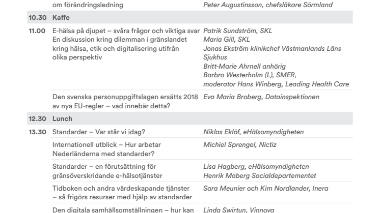 Nationella e-hälsodagen, program stora scenen