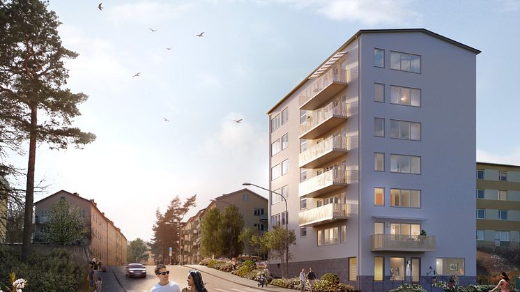 37 nya lägenheter - Ammarfjället, Traneberg. Illustration: Amneby Forslund Arkitekter AB