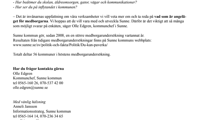 Medborgarundersökning på gång i Sunne