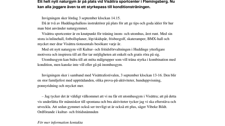 Nytt naturgym i Huddinge