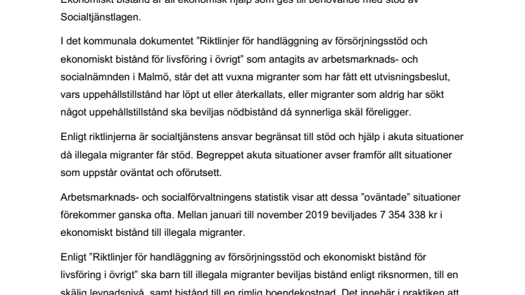 Upphör med ekonomiskt bistånd till illegala migranter