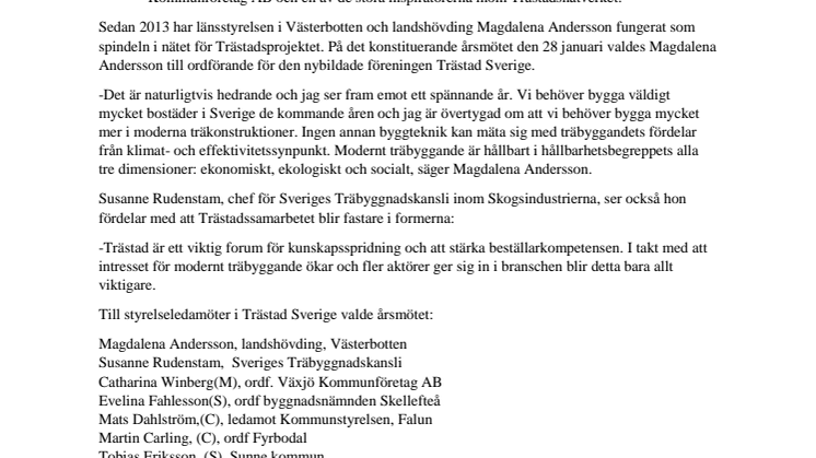Föreningen Trästad Sverige bildad