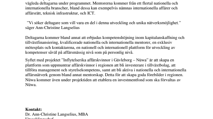 Företagsinkubator söker drivna affärskvinnor
