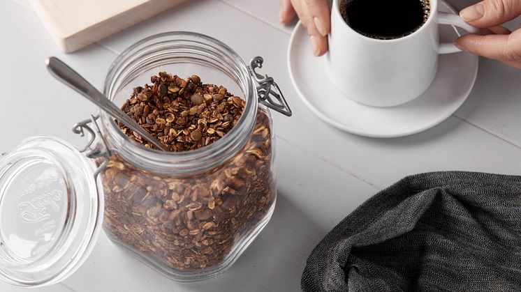 Granola med espresso och chokladnibblets