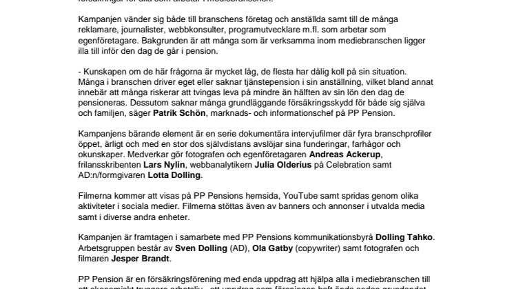 Branschprofiler avslöjar sina pensionsdrömmar i ny kampanj från PP Pension.