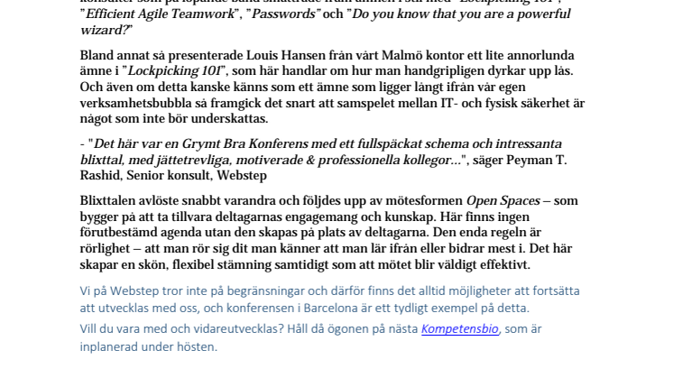 Spänning och utmaningar på Websteps årliga höstkonferens