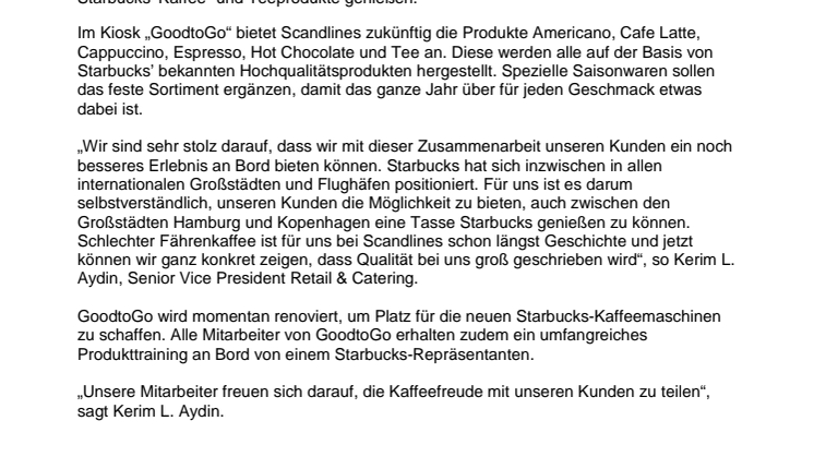 Scandlines geht Kooperation mit Starbucks ein