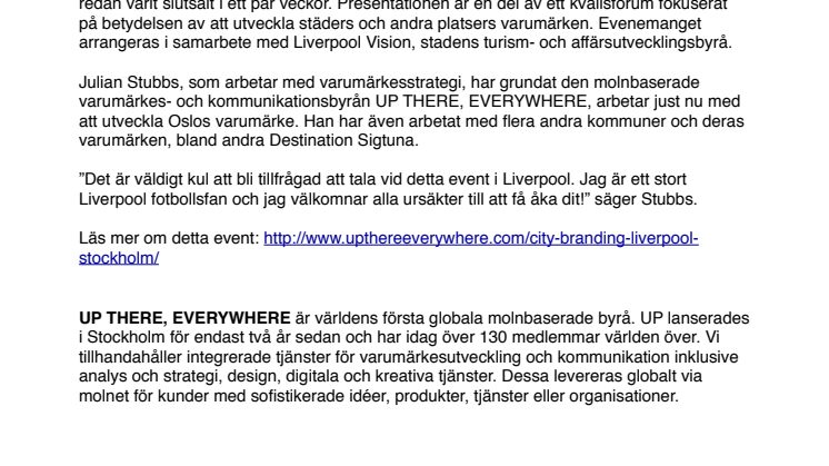 Stockholmman leder Liverpool City Branding Forum 