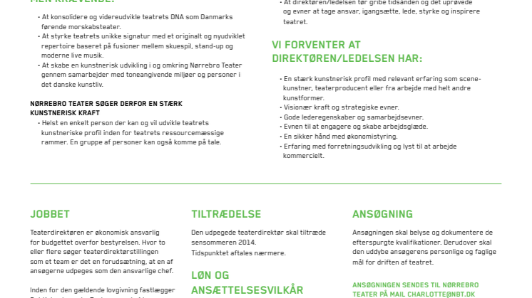 Nørrebro Teater søger ny direktør
