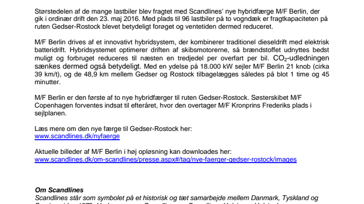 Scandlines sætter ny fragtrekord