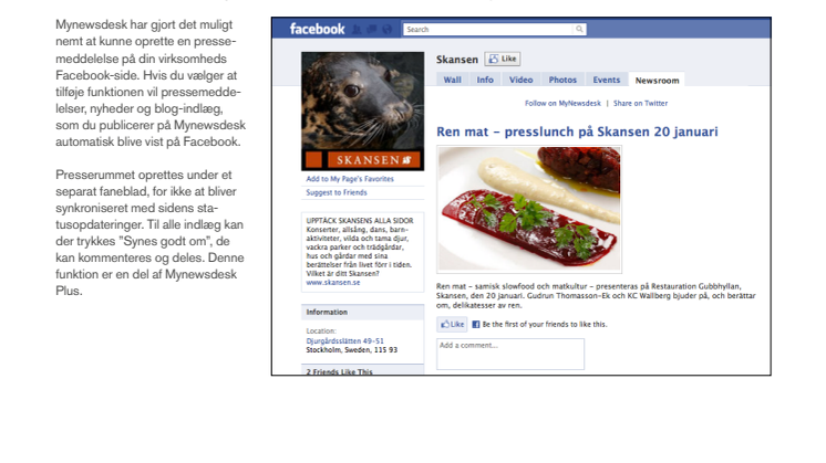 Produktblad Presserum på Facebook