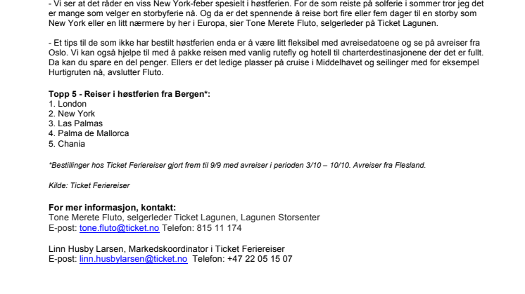 New York-feber i høstferien fra Bergen