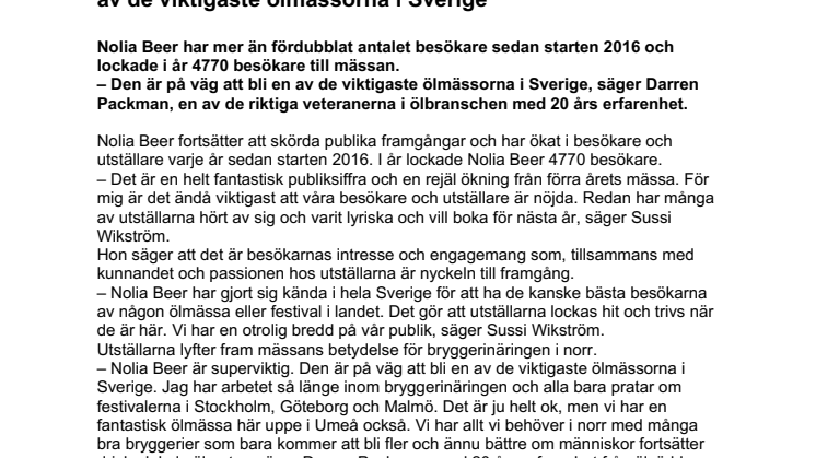 Nytt publikrekord för Nolia Beer: ”Den är på väg att bli en av de viktigaste ölmässorna i Sverige”