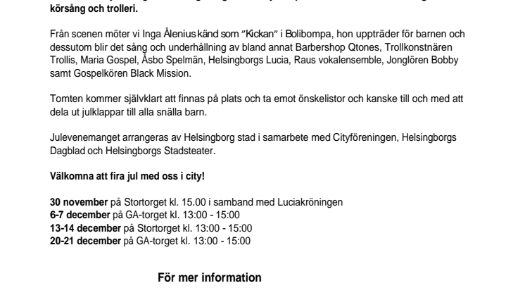 Julvagnen är årets julevenemang i city