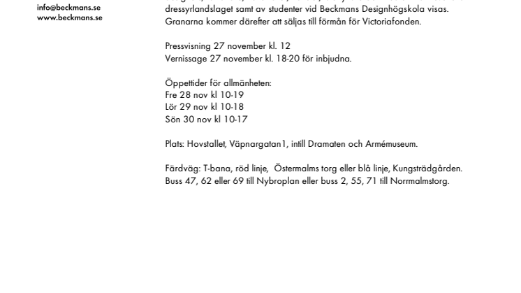 Beckmans Designhögskola ordnar julgransutställning på Hovstallet
