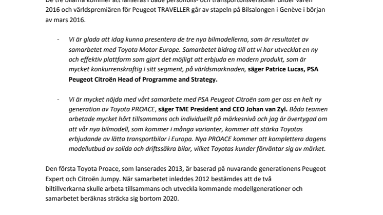 Peugeot, Citroën och Toyota presenterar nya bilmodeller