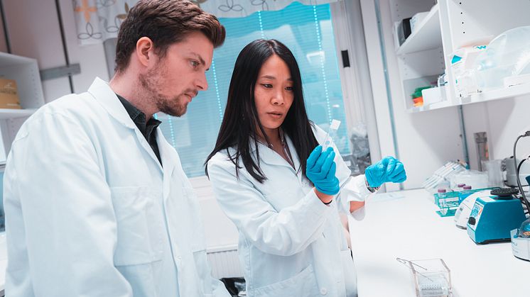 Forskare vid Linköpings universitet, däribland Riccardo Barchiesi och Estelle Barbier, har upptäckt en biologisk mekanism som gör att skrämmande minnen lagras in starkare i vissa hjärnor. Foto: Anna Nilsen/Linköpings universitet
