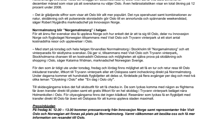 Rekordmånga svenskar reser till Oslo