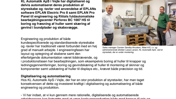Forbedret konkurrenceevne og kortere leveringstid med digitaliseret produktion af styretavler