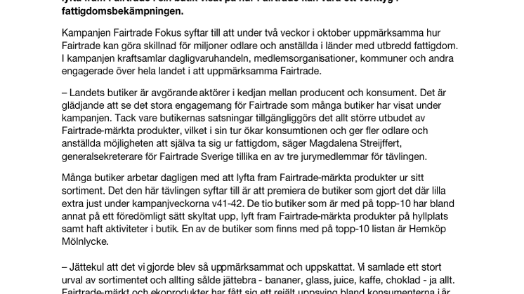 Stort butiksengagemang för Fairtrade - Topp-10-lista utsedd  