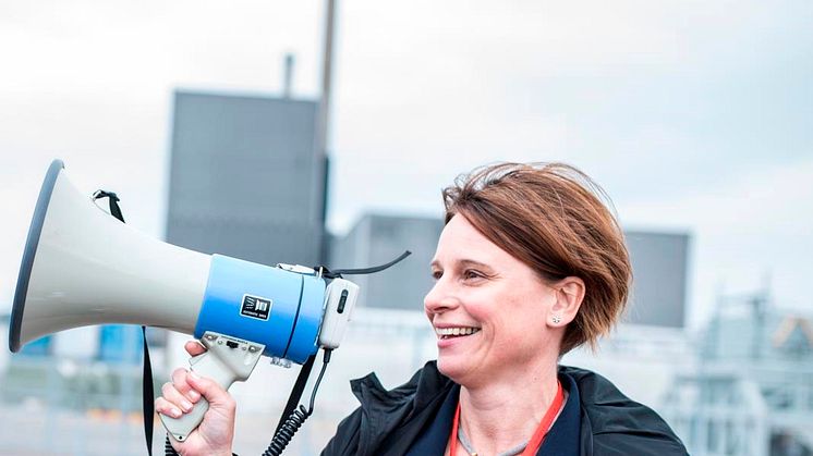 Åsa Carlson, VD på BKAB, i samband med invigningen av Mellanlagret på Barsebäcksverket förra året.