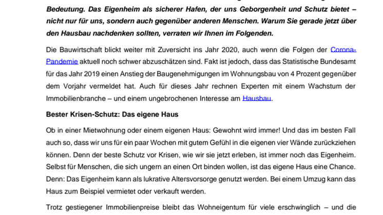 Corona-Krise: Warum das eigene Haus eine Chance ist